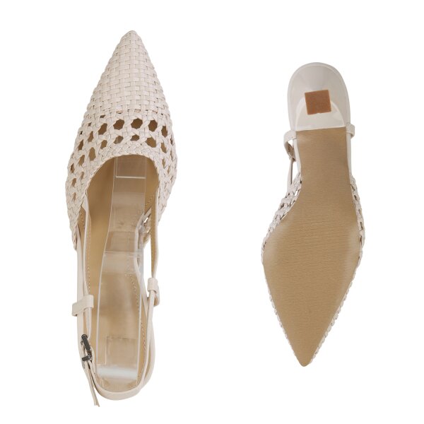 Stiefelparadies Damen Slingpumps in Beige Sonderangebot der Fabrik