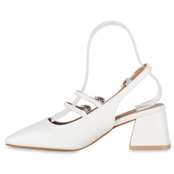 Stiefelparadies Damen Slingpumps in Weiss Bis zu 55% Rabatt