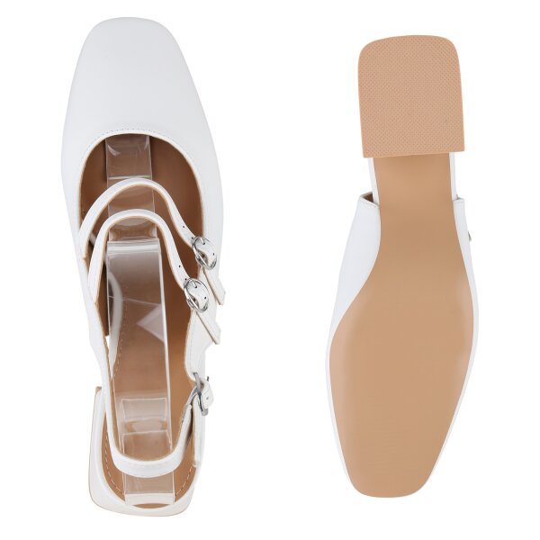Stiefelparadies Damen Slingpumps in Weiss Bis zu 55% Rabatt