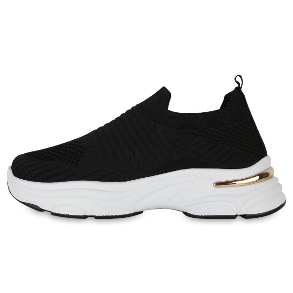 Stiefelparadies Damen Slip Ons in Schwarz Nur noch ein Tag übrig