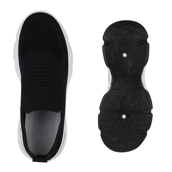 Stiefelparadies Damen Slip Ons in Schwarz Nur noch ein Tag übrig