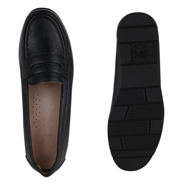 Stiefelparadies Damen Slip Ons in Schwarz Super Rabatt