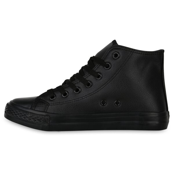 Stiefelparadies Damen Sneaker High in Schwarz Kostenloser Versand international