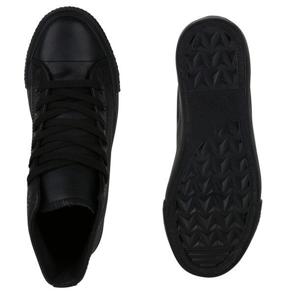 Stiefelparadies Damen Sneaker High in Schwarz Kostenloser Versand international