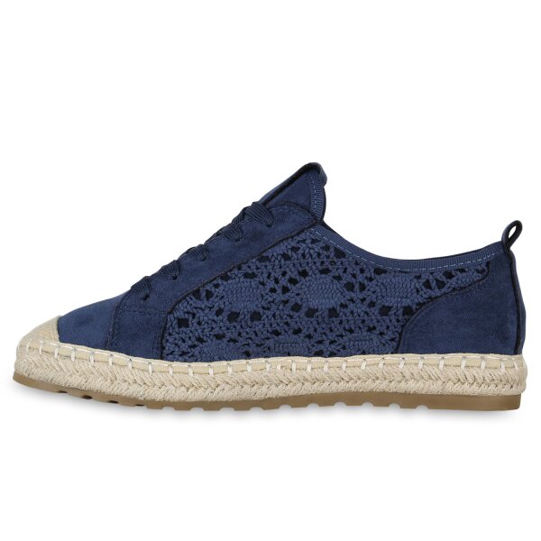 Stiefelparadies Damen Sneaker Low in Dunkelblau Fabrikladen