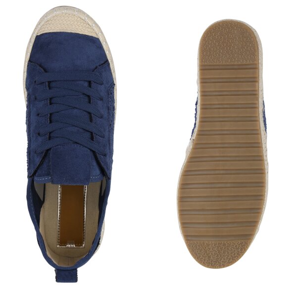 Stiefelparadies Damen Sneaker Low in Dunkelblau Fabrikladen