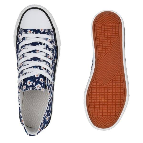 Stiefelparadies Damen Sneaker Low in Dunkelblau Begrenzt auf 3 Tage