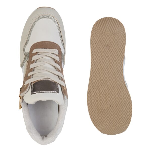 Stiefelparadies Damen Sneaker Wedges in Beige Black Friday Preise