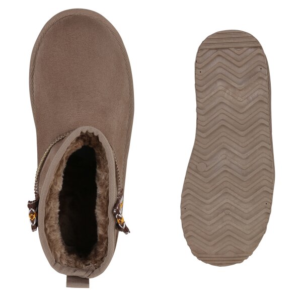 Stiefelparadies Damen Winter Boots in Taupe Auslauf