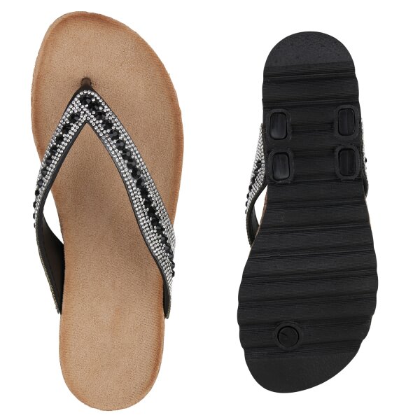 Stiefelparadies Damen Zehentrenner in Schwarz im Angebot