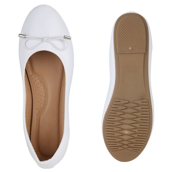 Stiefelparadies Damen Klassische Ballerinas in Weiss Meist gekauft