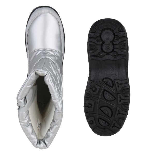 Stiefelparadies Damen Winter Boots in Silber Kostenloser Versand
