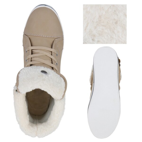 Stiefelparadies Damen Sneaker High in Beige Flash Sale
