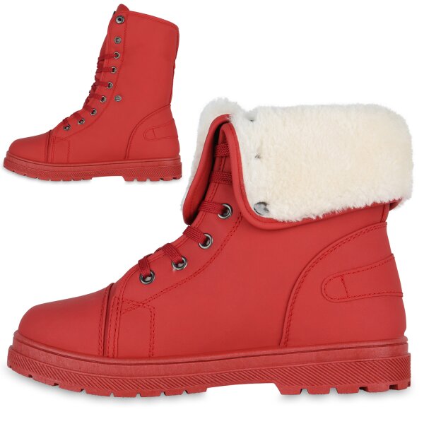 Stiefelparadies Damen Sneaker High in Rot Begrenztes Angebot