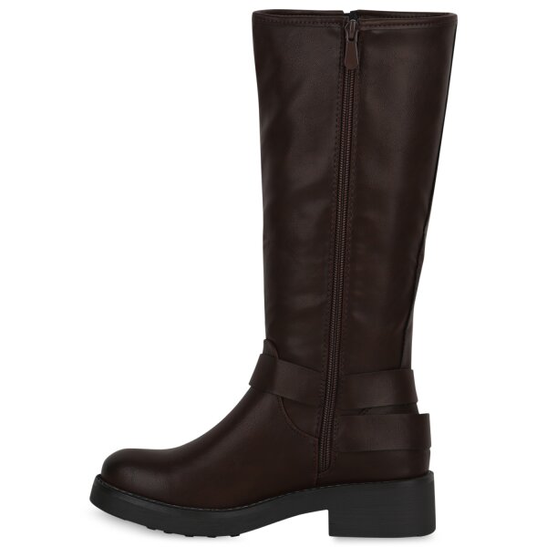 Stiefelparadies Damen Bikerstiefel in Braun