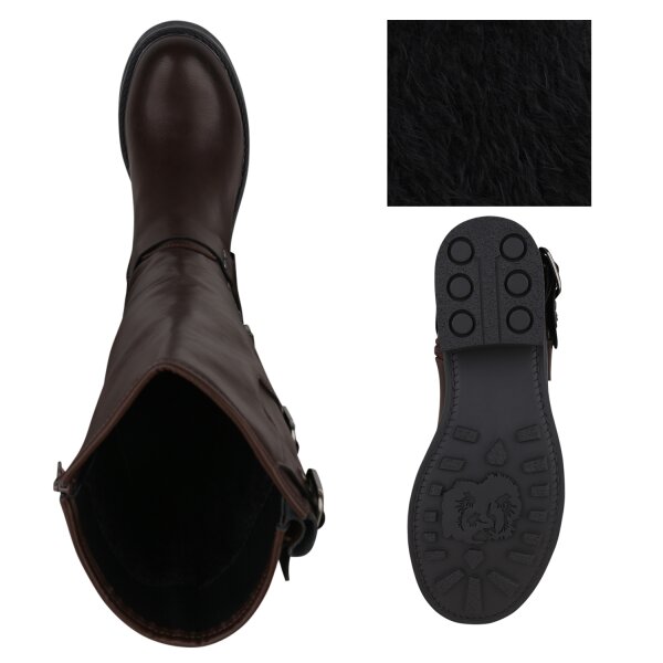 Stiefelparadies Damen Bikerstiefel in Braun Exklusivangebot