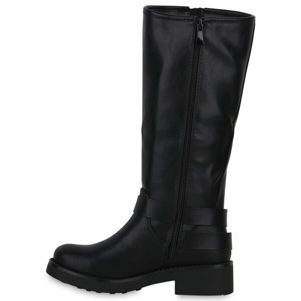 Stiefelparadies Damen Bikerstiefel in Schwarz Black Friday