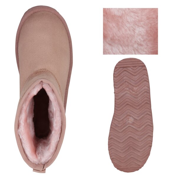 Stiefelparadies Damen Winter Boots in Altrosa Muttertagsangebot