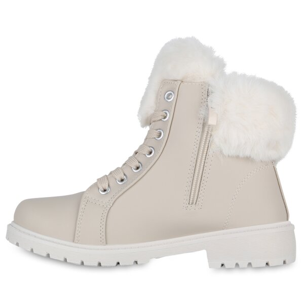 Stiefelparadies Damen Worker Boots in Beige Valentinstagsangebot