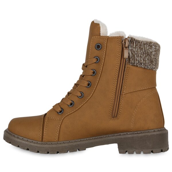 Stiefelparadies Damen Worker Boots in Hellbraun Jubiläumsangebot