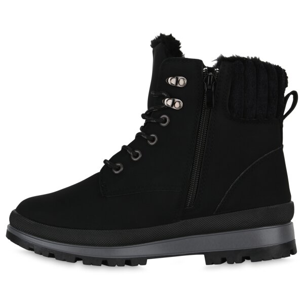 Stiefelparadies Damen Worker Boots in Schwarz Heißer Verkauf