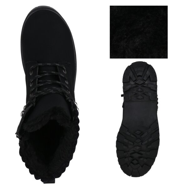 Stiefelparadies Damen Worker Boots in Schwarz Heißer Verkauf