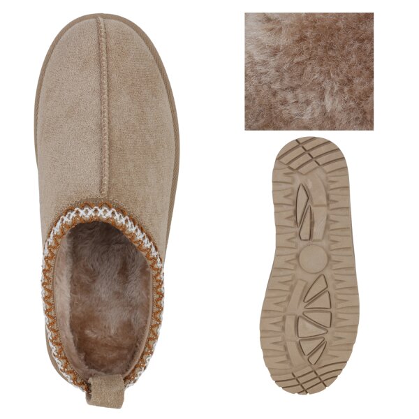 Stiefelparadies Damen Pantoffeln in Khaki Top Angebot