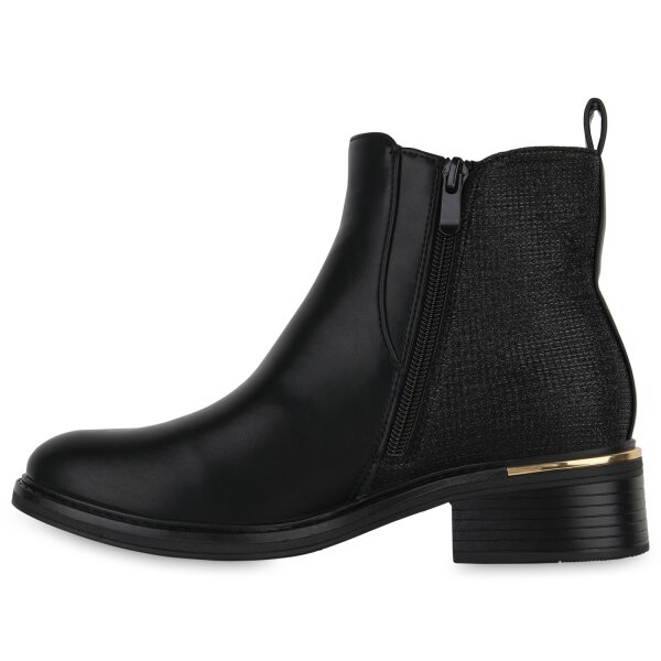Stiefelparadies Damen Biker Boots in Schwarz Große Rabatte