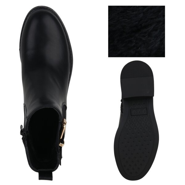 Stiefelparadies Damen Biker Boots in Schwarz Große Rabatte