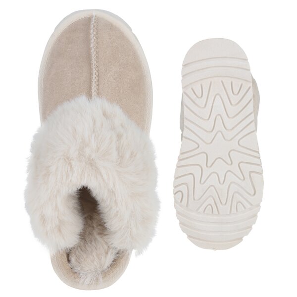 Stiefelparadies Damen Pantoffeln in Beige Riesige Ersparnisse
