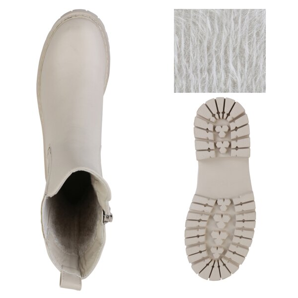 Stiefelparadies Damen Klassische Stiefel in Beige Begrenzte Freigabe