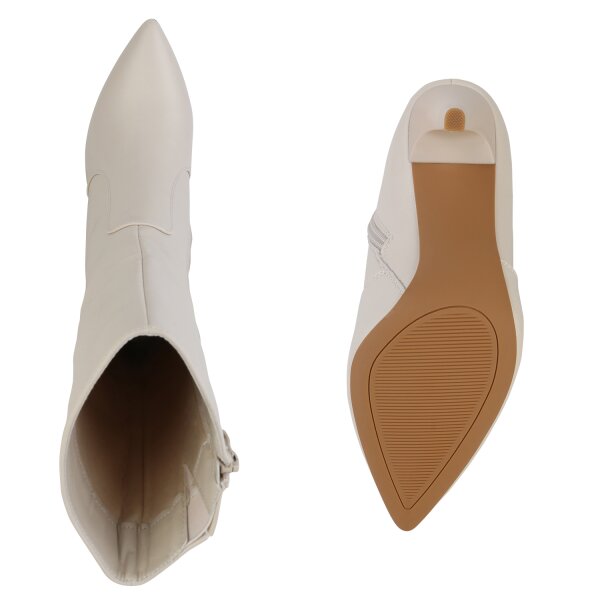 Stiefelparadies Damen Klassische Stiefel in Beige Letzte 3 Tage