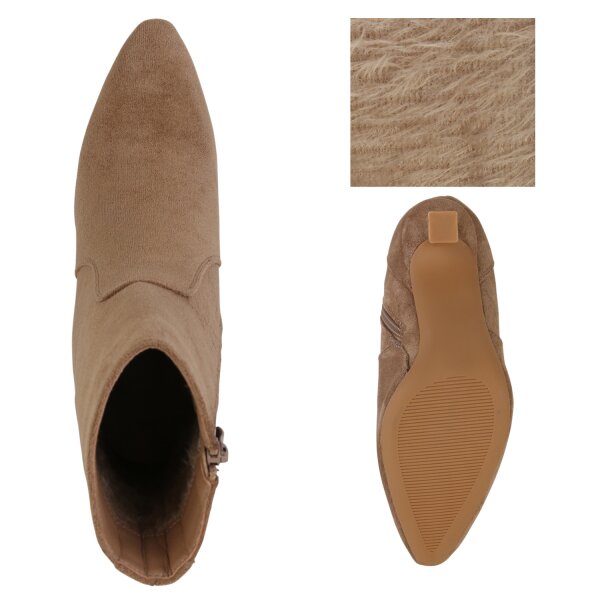Stiefelparadies Damen Klassische Stiefeletten in Hellbraun Zeitbegrenzte Promotion