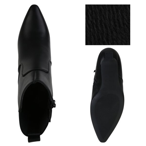 Stiefelparadies Damen Klassische Stiefeletten in Schwarz Nur für heute