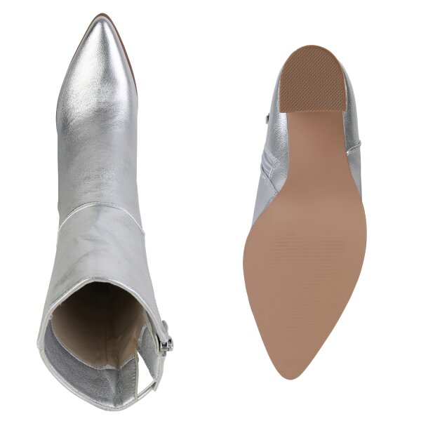 Stiefelparadies Damen Klassische Stiefeletten in Silber Sonderangebot der Fabrik