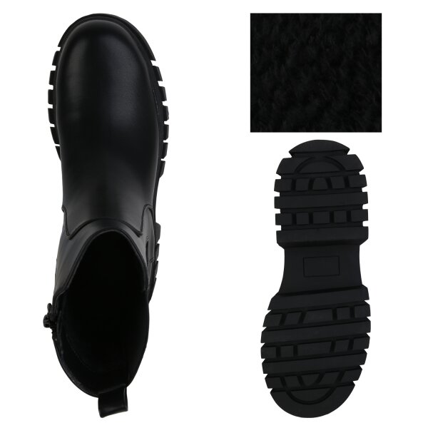 Stiefelparadies Damen Plateau Boots in Schwarz Riesige Rabatte