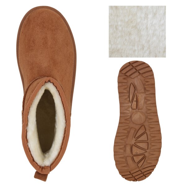 Stiefelparadies Damen Winter Boots in Hellbraun 50% Rabatt mit kostenlosem Versand