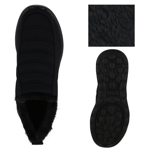 Stiefelparadies Damen Slip Ons in Schwarz Black Friday Preise