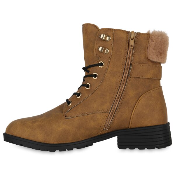 Stiefelparadies Damen Worker Boots in Hellbraun Outlet