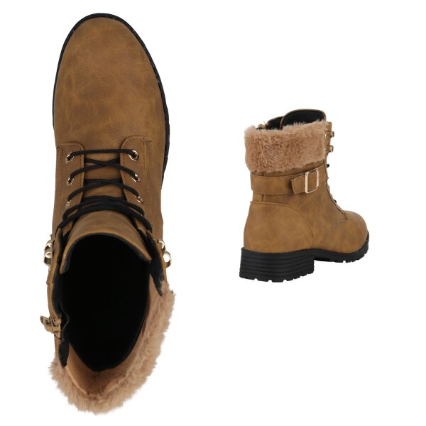 Stiefelparadies Damen Worker Boots in Hellbraun Outlet