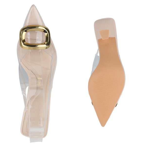 Stiefelparadies Damen Slingpumps in Beige Günstiger Verkauf