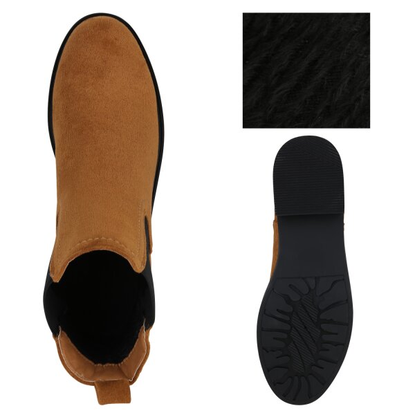 Stiefelparadies Damen Chelsea Boots in Hellbraun Limitierter Zeitrabatt