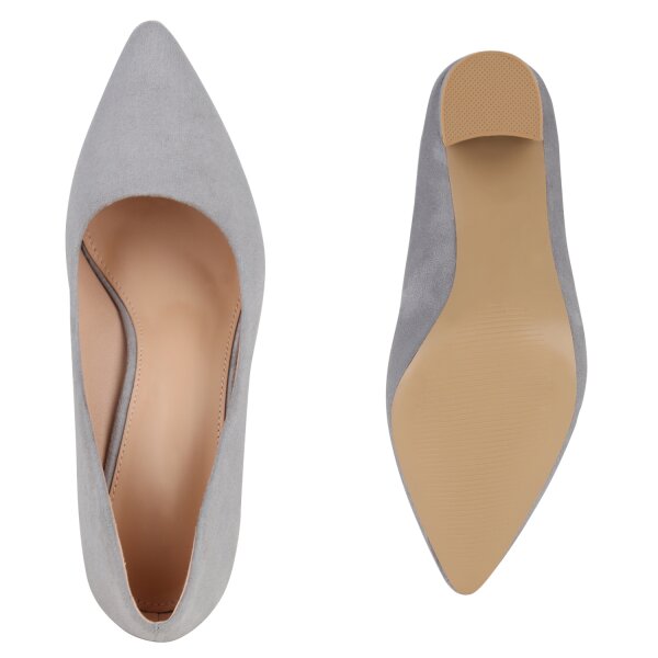Stiefelparadies Damen Klassische Pumps in Grau Sonderangebot