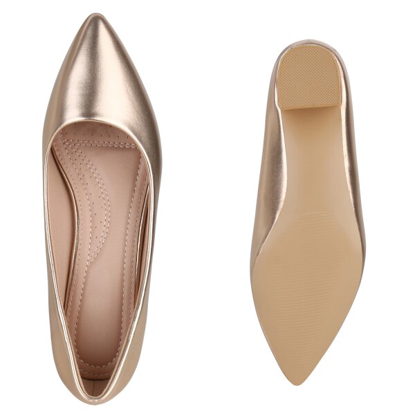 Stiefelparadies Damen Klassische Pumps in Rose Gold Versandkostenfrei