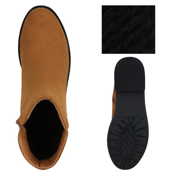 Stiefelparadies Damen Klassische Stiefeletten in Hellbraun Begrenztes Angebot