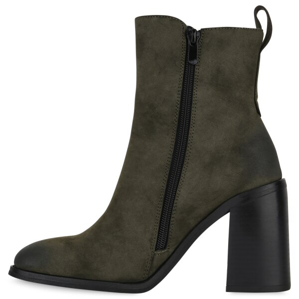 Stiefelparadies Damen Klassische Stiefeletten in Olivgrün Online Shopping