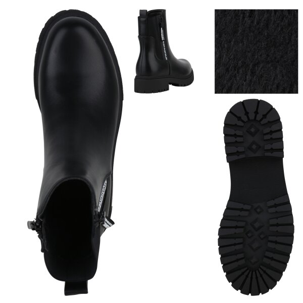 Stiefelparadies Damen Klassische Stiefeletten in Schwarz Saisonschlussverkauf