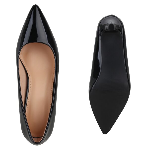 Stiefelparadies Damen Spitze Pumps in Schwarz Lack Top Angebot