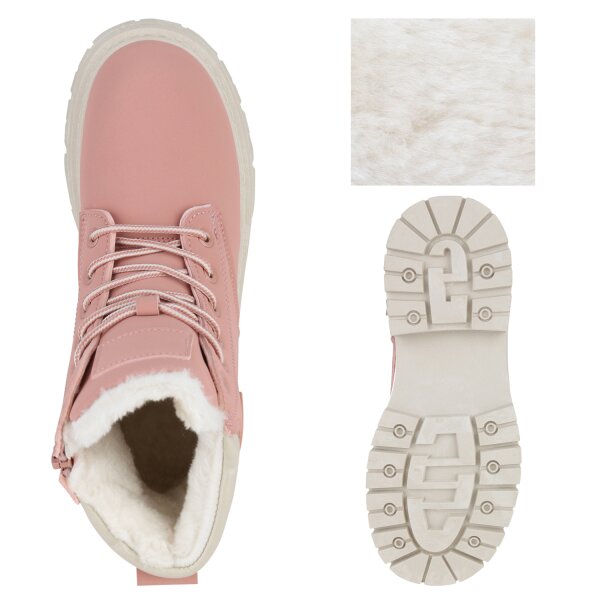 Stiefelparadies Damen Worker Boots in Rosa Online Outlet