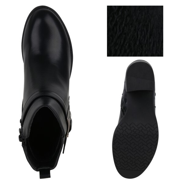Stiefelparadies Damen Biker Boots in Schwarz Kroko Räumungsverkauf